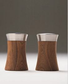 WOOD PANELED SALT & PEPPER SHAKERS