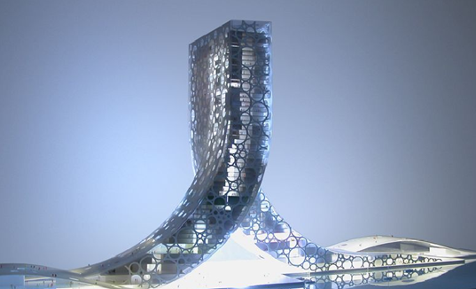 The 人 REN Building Takes the Form of a Sloping Chinese Character