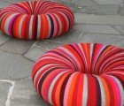 Colorful Drops Pouf Seating Made of Recycled Upholstery Material