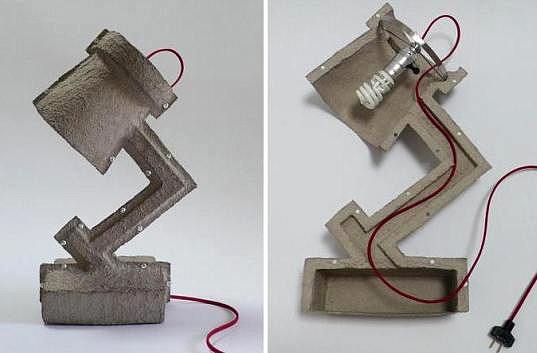 trash me lamp, victor vetterlein, eco lamps, recyclable lamps, egg carton lamps, green lighting, green lamps, desk lamps, hanging lamps