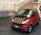 Colorful Crocheted Smart Car Hits the Streets of Rome