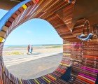 Super Long Seaside Bench Made From Reclaimed Wood
