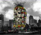 Lego Style Shipping Container Skyscraper Inspired by Mondrian
