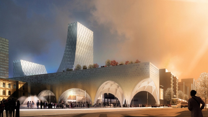 green roof, public rooftop park, downtown revitalization, Space Group, Oslo Norway Building