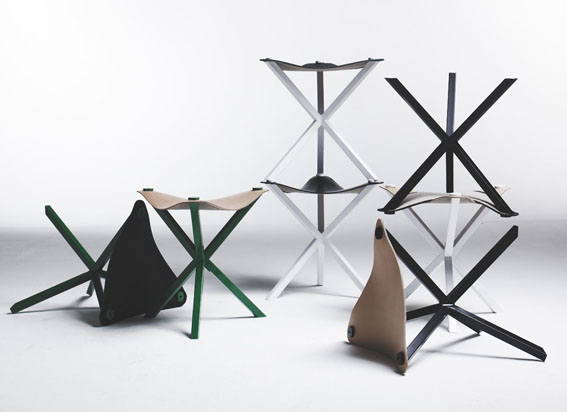 No Early Bird's Stool Whisper "No Early Birds", "New Habits", Stool, Leather, Metal, Organic