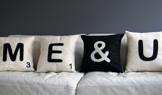 Scrabble Cushion recycled bottle felt, ecofi, recycled felt, recycled bottles, recycled plastic, green design, cushions, home decor, eco design, interior design, throw pillows, scrabble piece, scrabble tile cushion