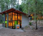 Colorful Schell Wheeler Cabin Made of Blown Down Forest Trees