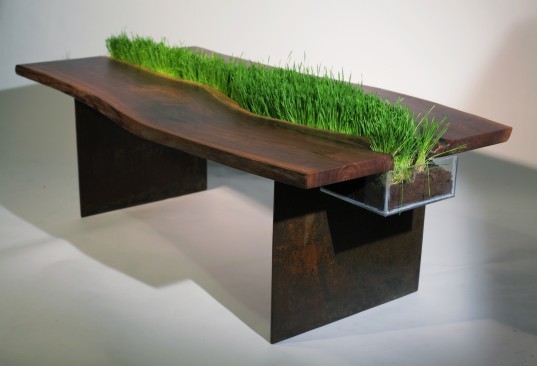 emily wettstein, reclaimed walnut table, table with removable planter, green design, brooklyn design, recycled materials, recycled furniture, eco design, green design, green furniture, eco furniture design