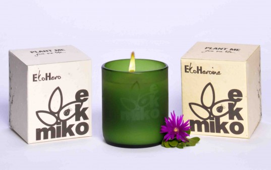 ekomiko, izabella miko, eco candle, green candle, recycled wine bottle candle, green design, green holiday gift, green gift, eco gift, recycled glass, eco design, 