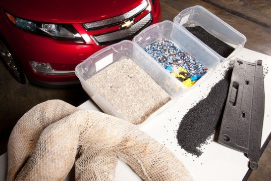 Chevy Volt, recycle oils spill booms, recilced car parts, Chevy volt materials,electric Chevy Volt, green materials, recycle car materials, gulf oil spill booms