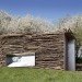 Green restroom, public restroom, log facade, stick facade, golf Lauterhofen, Berschneider + Berschneider, german green building, german log design, natural materials facade