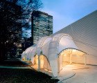 Porte Cochère is a Spiraling Prefab Pavilion for the UN Campus in NYC