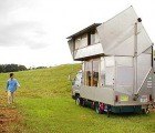 Japanese Pals Recycle Old Truck into Transforming Two-Story Mobile Home