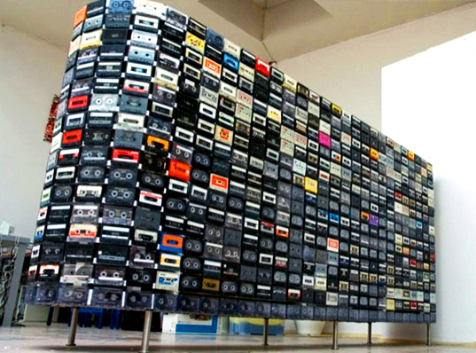 Casette Tape Closet closet, cassette tape furniture, eco furniture, green furniture, recycled materials, reclaimed materials, cassette closet, closet made of cassette tapes, green design, eco design, patrick schuur, creative barn