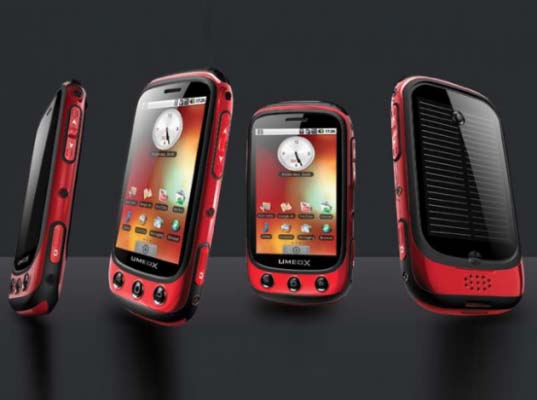 green phones, solar powered phones, android phones, solar android phones, solar powered cell phones, solar powered mobiles, umeox apollo solar phone, umeox apollo, mobile world congress, plug free phones, self-charging phones