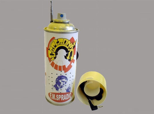 mike ballard, spradio, spraydio, aerosol can art, aerosol can radio, green art, eco art, green products, eco products, green design, recycled materials