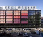 Giant Rose Colored Blinds Keep Geneva’s Coral House Pretty (And Cool) in Pink