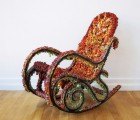 Valera Velev’s “Crimson” Rocking Chair is a Pollock-esque Recycled Masterpiece