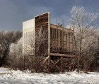 Oxbow Field Station is a Student-Made Box on Stilts Built from Reclaimed Materials