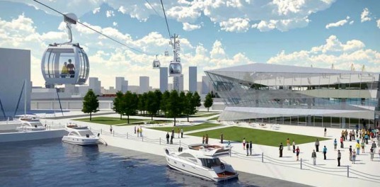London cable cars, Thames cable cars, eco design, green design, green transportation, alternative transportation, Mace Group, Wilkinson Eyres
