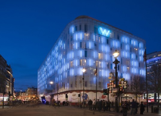 eco-design, green design, Hotel W London, Leicester Square, Jestico + Whiles, sustainable architecture, geothermal energy, gas-fired CHP, absorption chillers, McAleer & Rushe