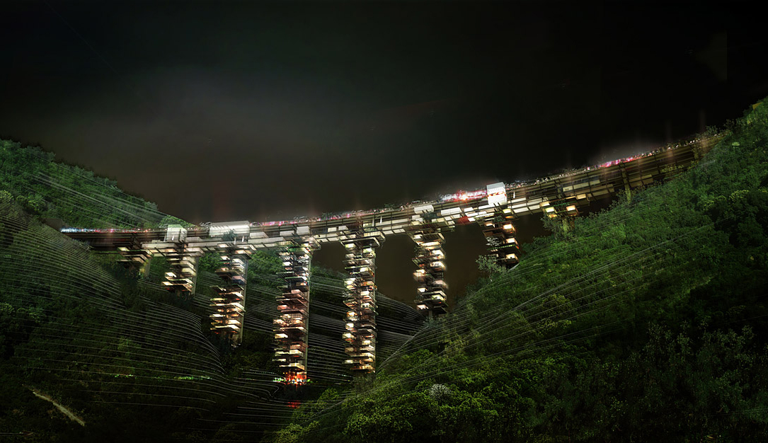 slit1 Abandoned bridge transformed into a vertical holiday resort
