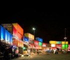 Illuminated Shipping Container Wall is a Temporary Music Festival Venue in Rio de Janeiro