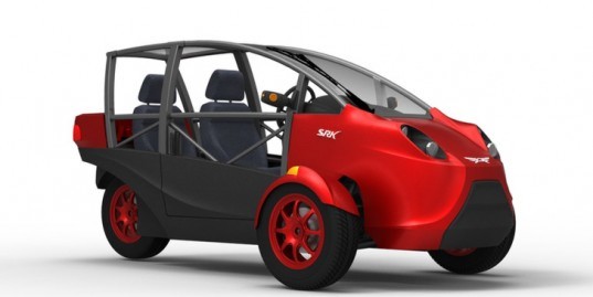 Arcimoto SRK EV prototype, electric vehicle, Nathan Fillion, Jon Huertas, three-wheeled car, EV, alternative transportation, green transportation, green automotive design