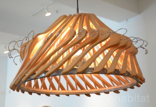the hangeliers, model citizens, model citizens 2011, hangeliers lighting, clothes hanger chandelier, green lighting