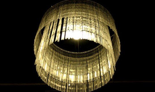 Coffee Spoon Chandelier by Studio Verissimo bright ideas lighting design competition, sustainable design, green design, energy-efficient lighting, led lighting, led lamp, led bulb, light emitting diode, green lighting, green interiors, recycled lamp, green lamp, sustainable lamp, philips