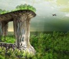 Giant Mangrove Patch Office Tower Rotates to Provide Splendid Views of Java Sea