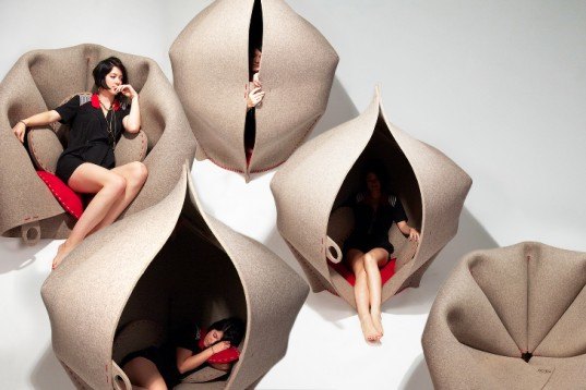 Recycling / Compost,Green Resources,Green Products,Green Materials,green Interiors,Green Design Events,green furniture,sheep wool,biodegradable felt,felt cocoon,new designers 2011,british design,brighton university,private space,public space