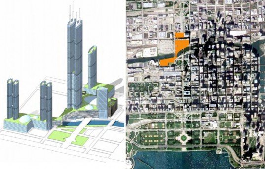 largest US development, Chicago retail space, mixed use development Chicago, Booth Hansen, tallest building in Chicago, Mixed used development, sky park, river walk, green retail, Renovation Chicago old Post Office, green renovation
