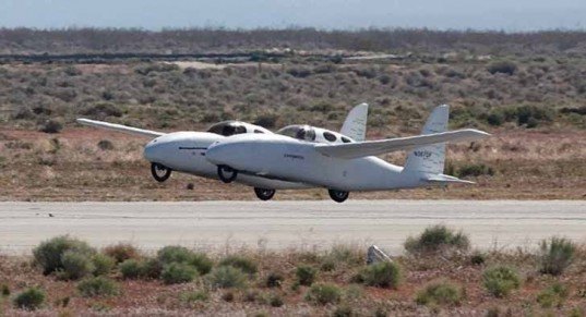 BiPod flying car, Burt Rutan, Scaled Composites, flying car, roadable aircraft, green transportation, range-extended EV, alternative transportation, green automotive design, electric hybrid vehicle, hybrid plane