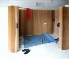 Molo Employee Tests Indoor Emergency Softshelter Made From Expandable Paper