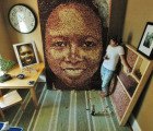 Giant Portraits Made From Thousands of Repurposed Wine Corks by Scott Gundersen