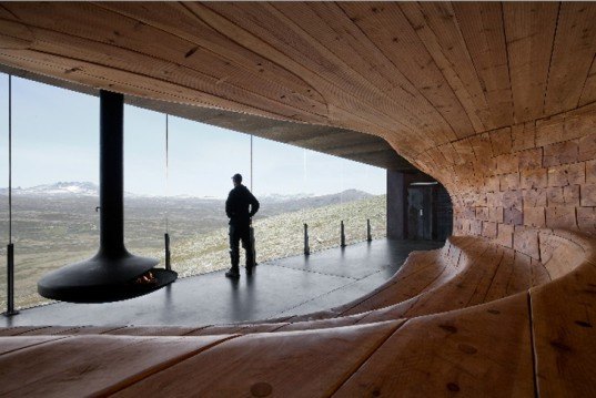 Snøhetta Mountain, cnc wall, environmental pavilion, green pavilion, Norwegian pavilion, Snohetta architecture, wood wall, Norwegian Wild Reindeer Foundation, Tverrfjellet plateau, Norwegian Tourist pavilion, contemporary Norwegian architecture,