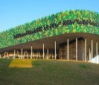 The Bilbao Arena’s Green Lizard-Like Facade Defends Against the Spanish Sun