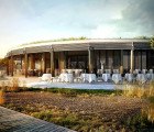 La Rive’s Timber Theater and Green Roofed Restaurant Harmonize with the Surrounding Forest