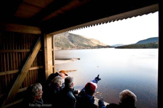 Seljord Watchtower, Rintala Eggertsson Architects, lookout tower, lake seljord, sea monster, wooden tower, nature, norway