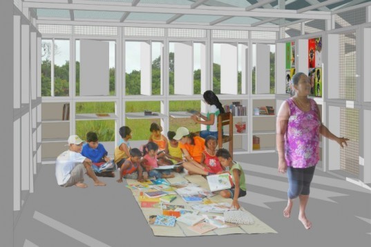 Vagalume Eco Library, Davis Brody Bond, vagalume, amazon, modular library, eco library, humanitarian design
