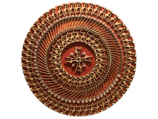 steinway mandala, carol cole, eco art, green art, recycled materials, piano art, piano key art, mandala, sustainable design, green design, steinway piano, green sculpture, music art