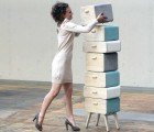 Awesome Stackable Oturakast Stools Transform Into a Cabinet in a Snap