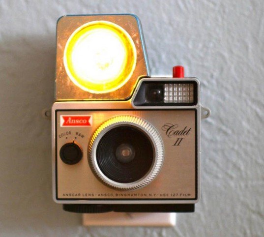 Camera nightlight, Jason Hull, vintage camera, parenting, inhabitots, nightlights, accessories, recycled materials,