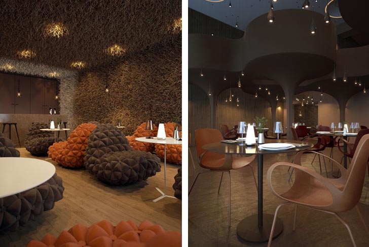 Green Materials,green Interiors,green restaurant,twister,molecular food,kiev,ukranian design,nest decoration,tornado,raindrop lamps