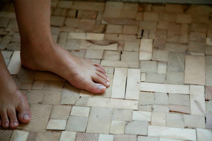 Floor of Atsumi, 403architecture, timber offcuts, reclaimed wood, recycled wood, recycled wood floor, green floor, green interior