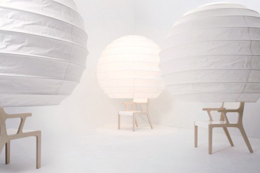 south korean design, multifunctional furniture, multifunctional chair, cocoon, paper lantern, cozy space, birch chair, cloth drying, ladder chair, bookshelf chair, Interactive Objects, green furniture