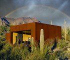 Arizona’s Rusted Steel Desert Nomad House is Surrounded by Towering Saguaro Cacti