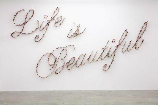 farhad moshiri, knife art, iranian installation art, everyday object art, sarcastic artwork