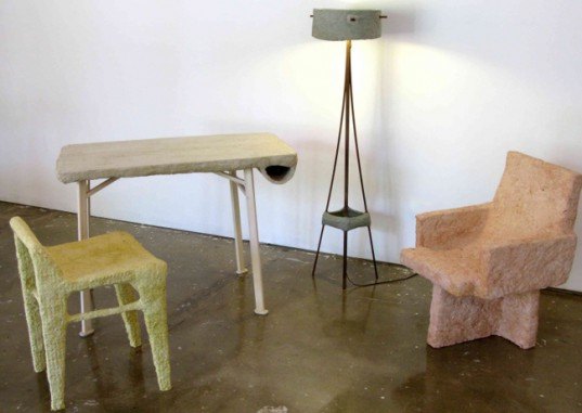 Chris Palmer, Cranbrook Academy of Art, paper pulp, paper pulp furniture, paper pulp table, recycled materials, eco materials, green design, eco design sustainable design, green furniture